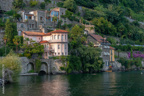 Villas on the shore of Lake Maggiore in Cannero Riviera in Italy