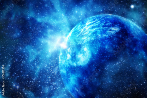 blue exoplanet in another galaxy