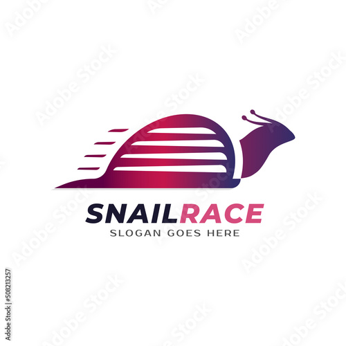Racer snail logo design, nature animal symbol illustration template