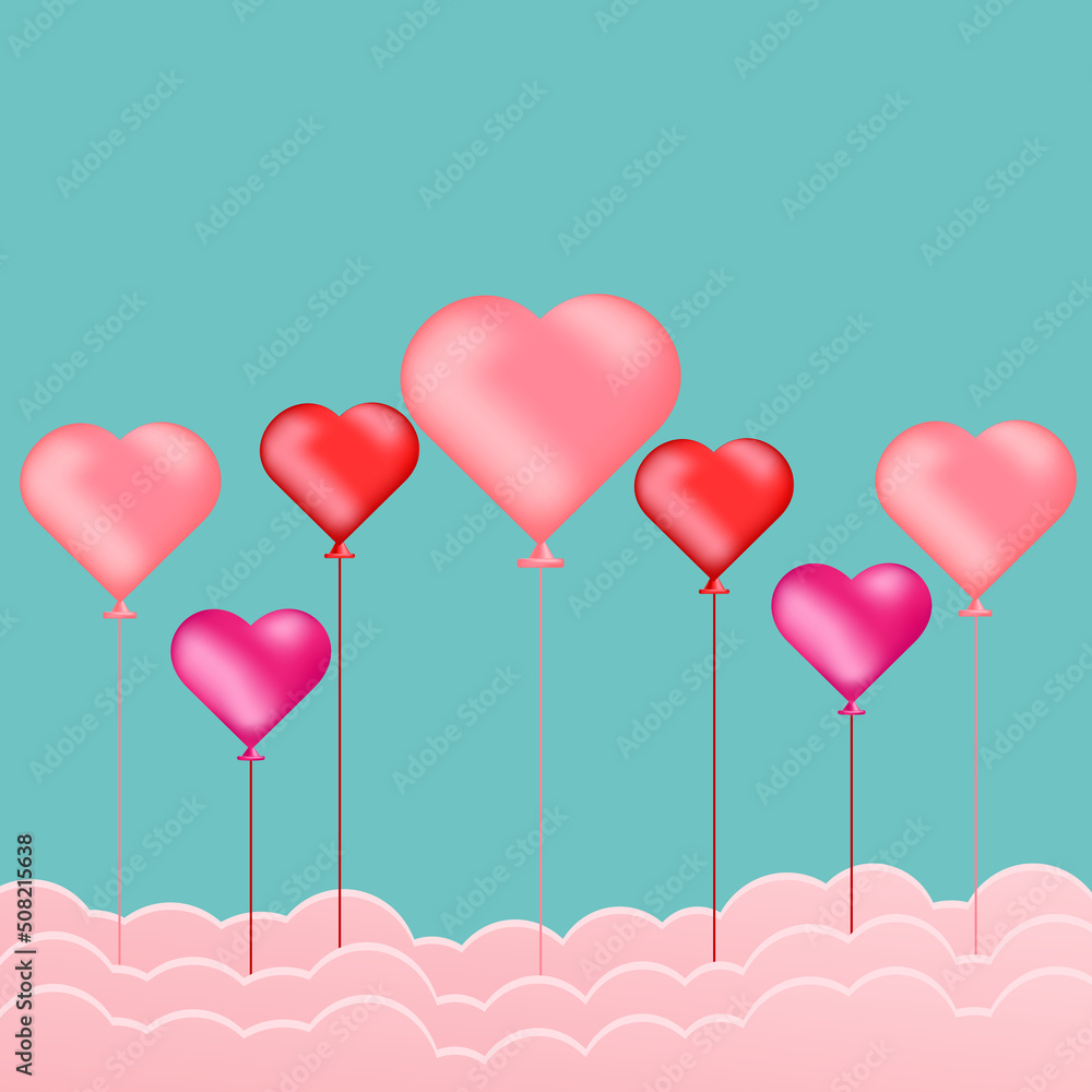 happy birthday card, banner, happy valentine day, 3d heart balloons, wedding