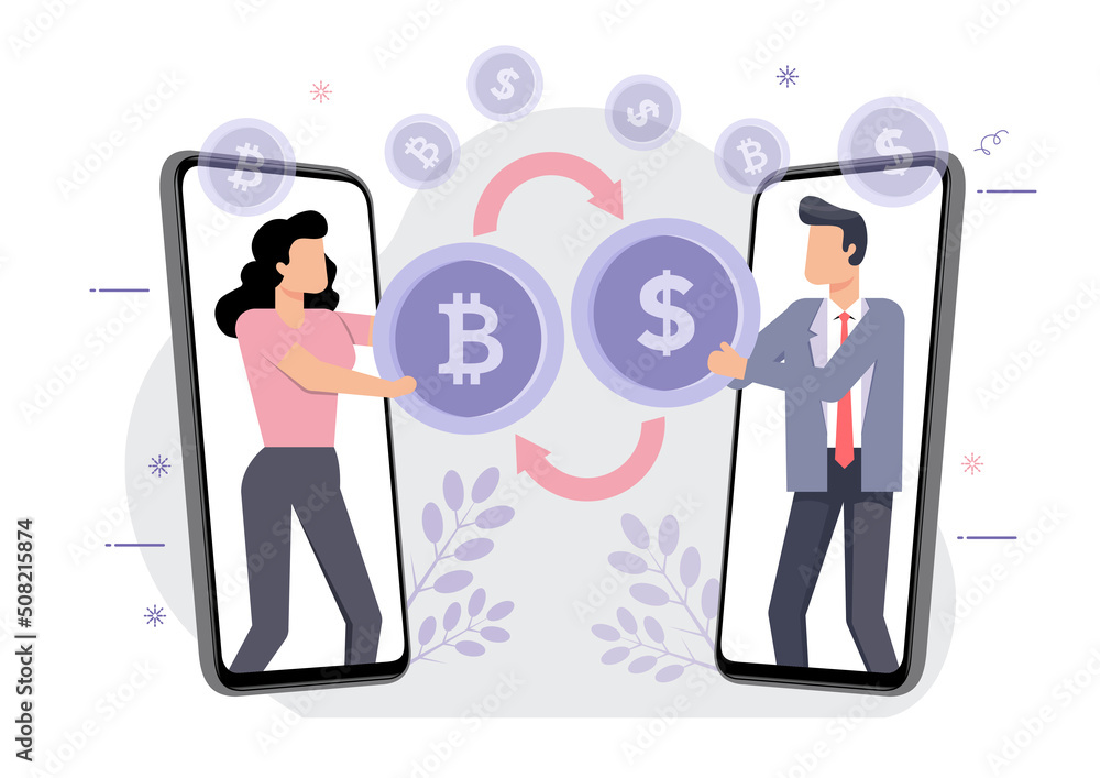People exchanging bitcoin to dollars People exchanging bitcoin to dollars
