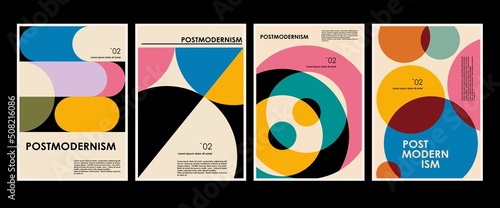 Fényképezés Artworks, posters inspired postmodern of vector abstract dynamic symbols with bold geometric shapes, useful for web background, poster art design, magazine front page, hi-tech print, cover artwork