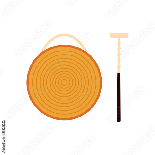 Traditional Korean musical instrument kkwaenggwari. Vector illustration in flat style isolated on white background photo