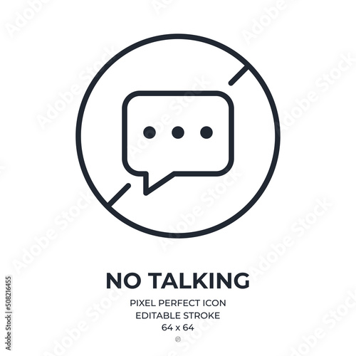 No talking or messaging concept editable stroke outline icon isolated on white background flat vector illustration. Pixel perfect. 64 x 64.