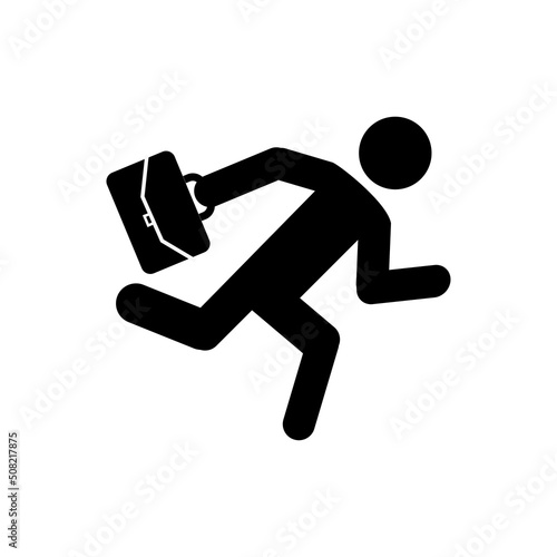Businessman Running Icon. Simple design, stroke outline style. Line vector. Isolate on white background.
