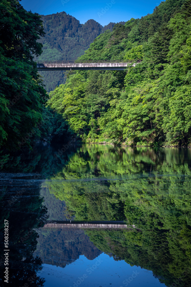 Beautiful summer season scene of lake. green reflective forest view of Japan Asia. Water reflection nature photography. Beauty of nature concept background. Beautiful summer season scene of lake. green reflective forest view of Japan Asia. Water reflection nature photography. Beauty of nature concept background.