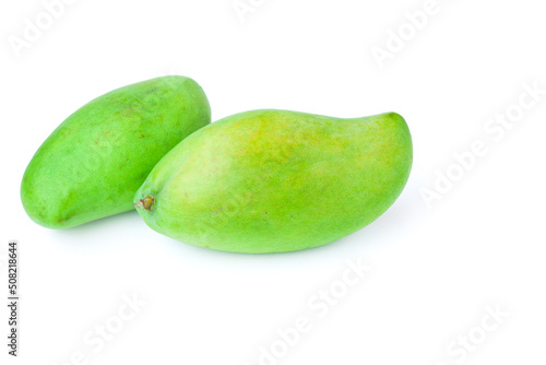 Green mango fruits isolated on white background