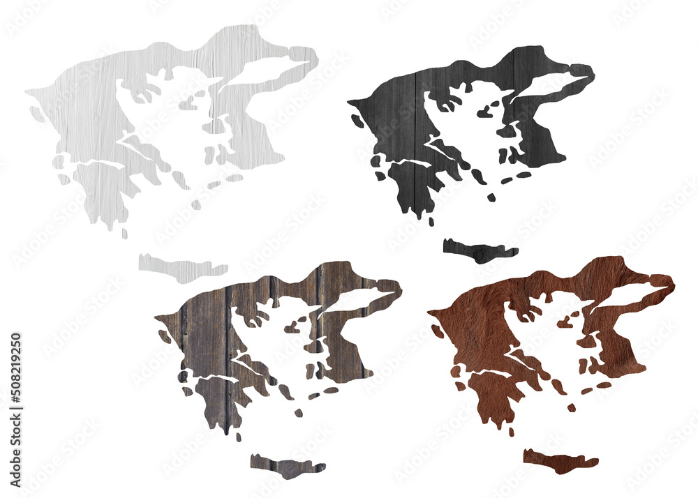Political divisions. Patriotic sublimation wood textured backgrounds set on white. Greece