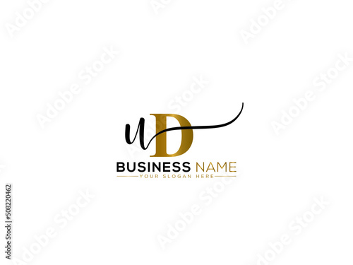 Fashion UD Logo Icon, Signature Ud du Letter Logo Image Vector For apparel or beauty logo