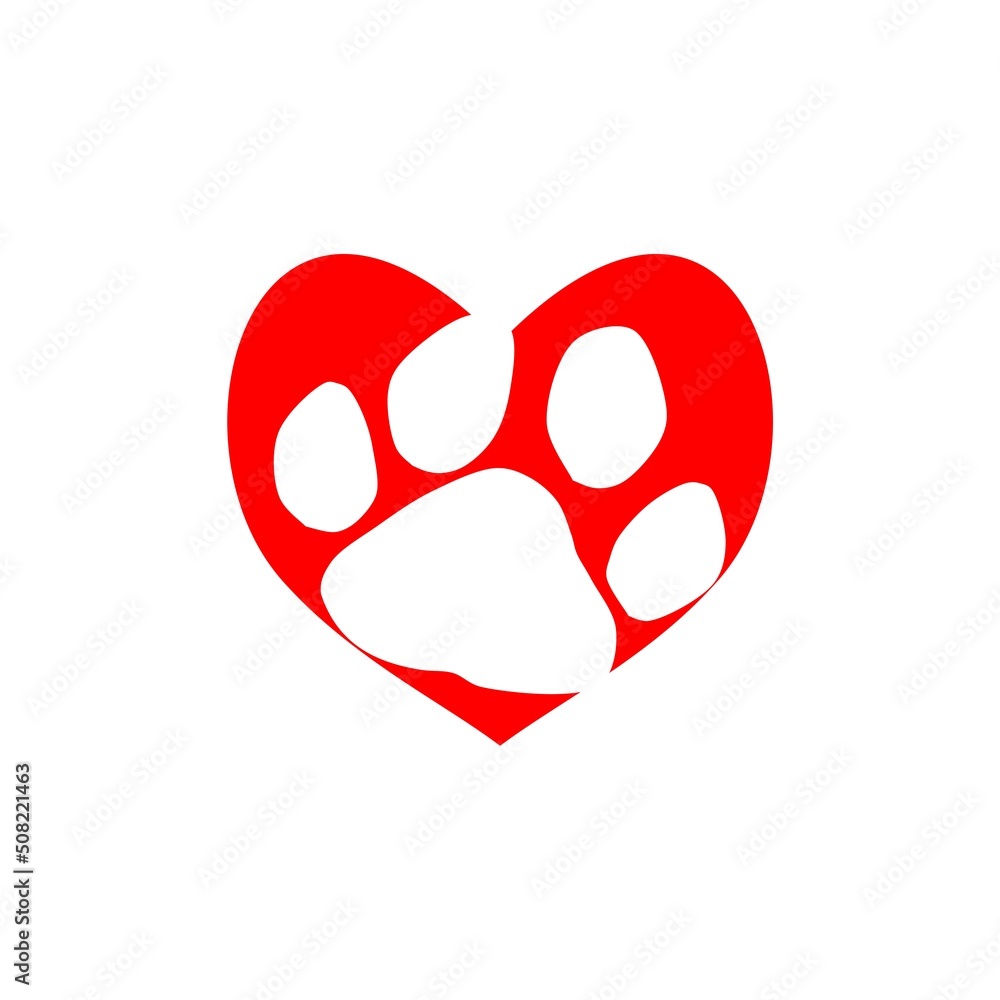 Fototapeta premium Heart Shaped Paw Print Icon