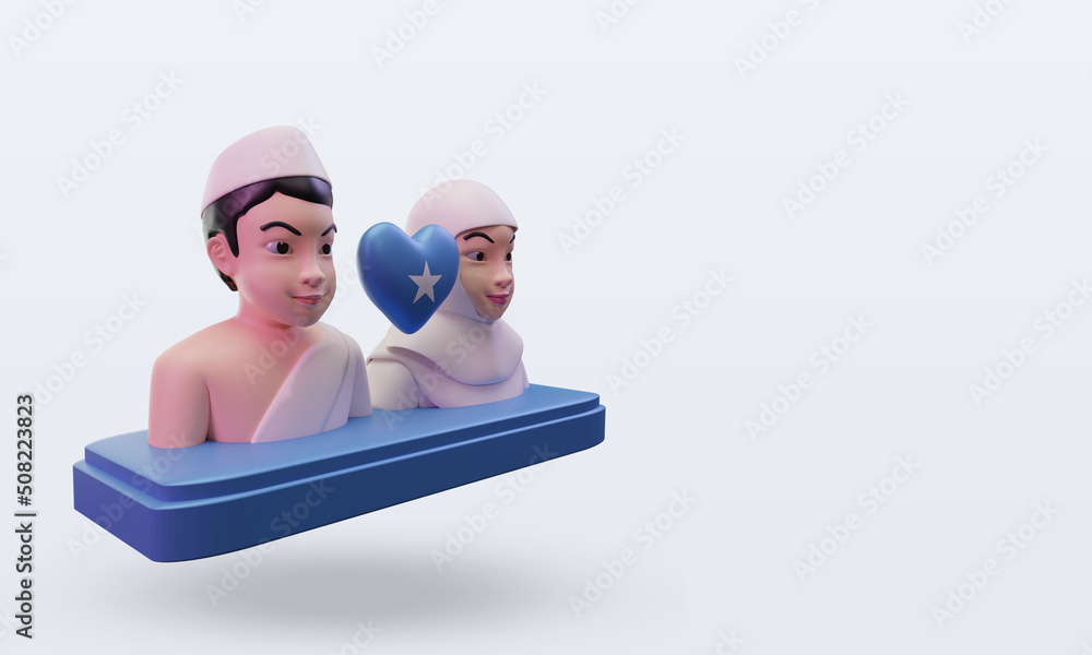 3d hajj love Somalia flag rendering left view 3d hajj love Somalia flag rendering left view