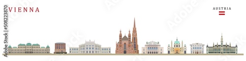 Vienna city landmarks gothic style vector illustration.