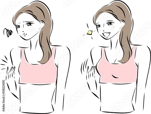 バストを気にする女性　ビフォーアフター