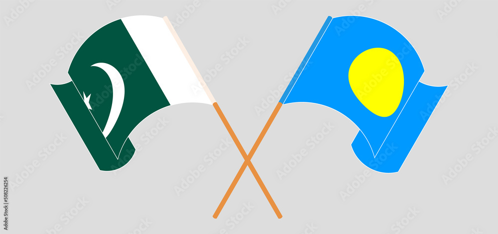 Crossed and waving flags of Pakistan and Palau Stock Vector | Adobe Stock