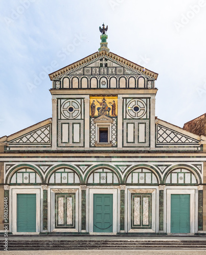 Florence, Italy:  facade of Abbazia di San Miniato al Monte church  photo