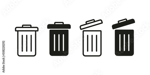 Garbage can set icon. Garbage icon or logo isolated sign symbol vector illustration - Collection of high quality black style vector icons. Vector line icon for Business and Advertising