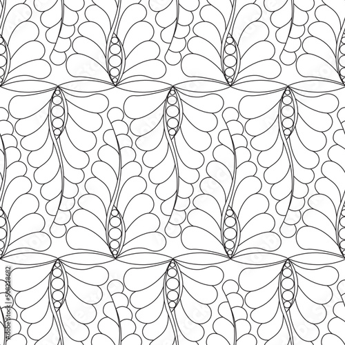 seamless pattern vector with abstract floral line art shapes black and white line for laminate sheet design