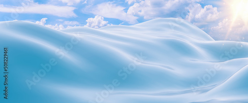 World ocean day design image, to commemorate world sea day, background of the ocean and the sea backlit by the sun, soft waves, natural water, take care for nature, 3d rendering illustration
