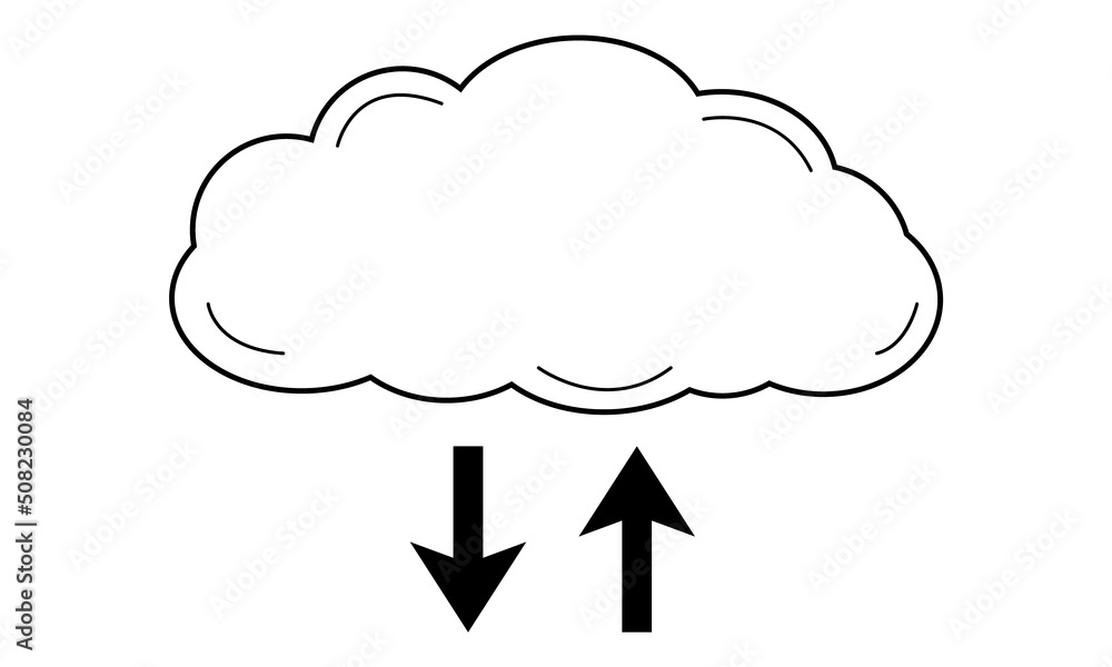 Hand drawn abstract image of a cloud file storage. Server for storing and transmitting data. Doodle style. Vector Hand drawn abstract image of a cloud file storage. Server for storing and transmitting data. Doodle style. Vector