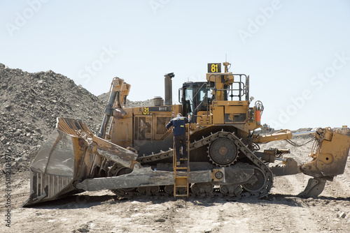 Bulldozer working in Queensland coal mine