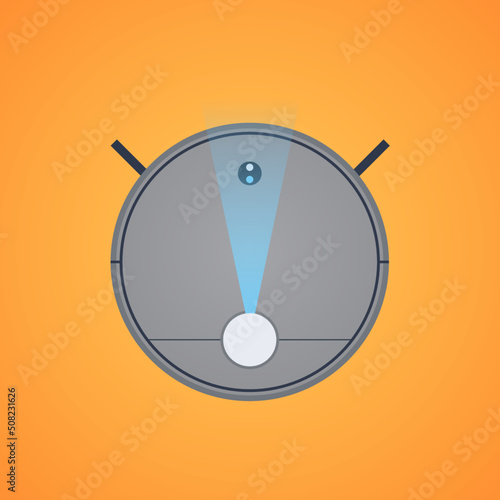 Robot vacuum cleaner and home technology flat vector illustration.