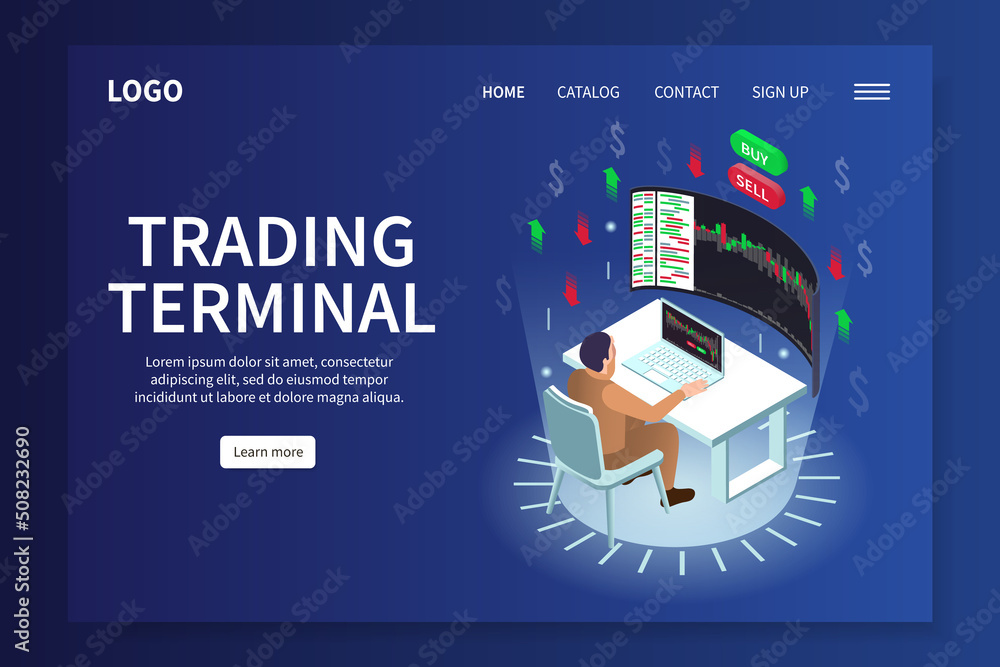 Trading Isometric Page Design Stock Vector | Adobe Stock