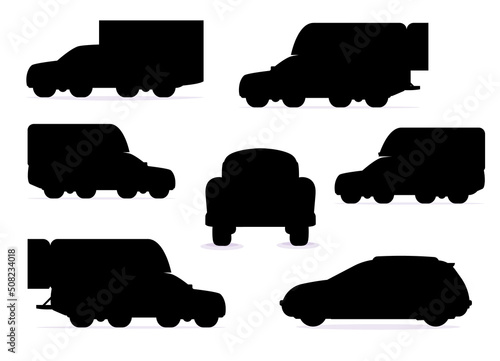 Big isolated vehicle Silhouettes premium vector template