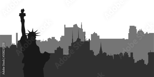 Photography New-York silhouette Vector City skyline silhouette The Statue of Liberty