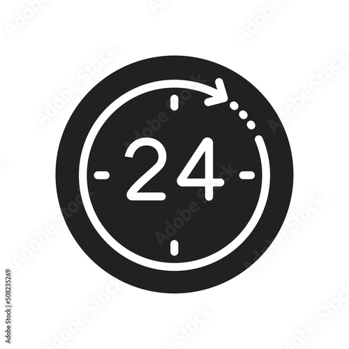 A simple Online 24 silhouette. Flat icon vector illustration for UI graphic design.