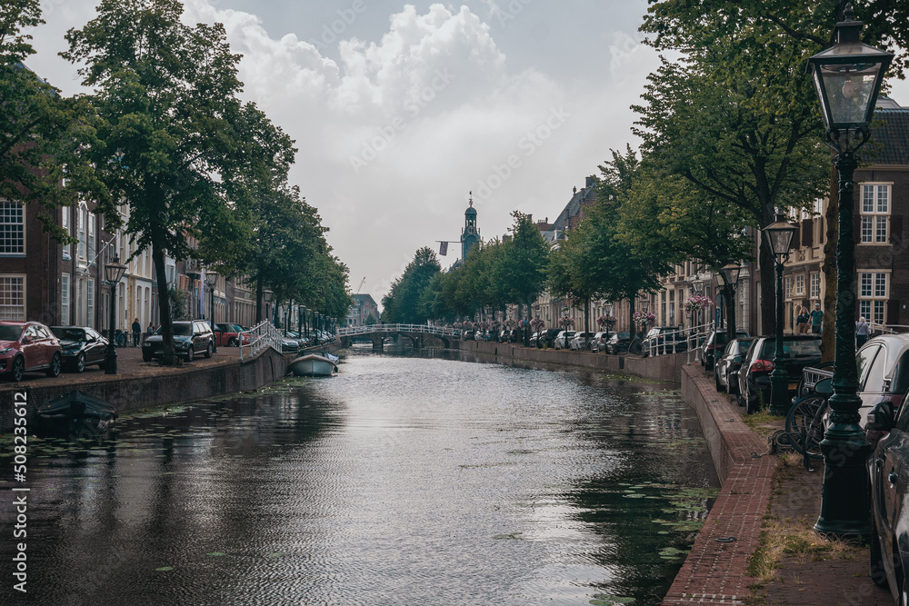 Canal in Leiden Netherlands.