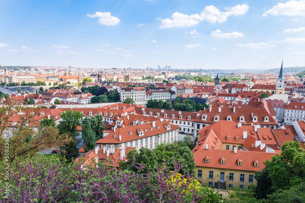 Obraz premium Prague Old Town historical center with red tiled roof buildings, Czech Republic