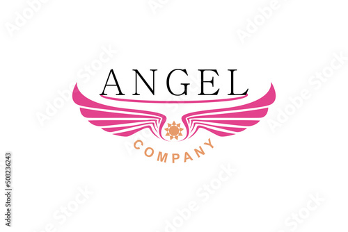 Sun and beauty Angel Wings logo design inspiration