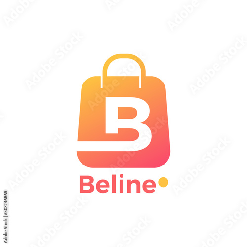 Letter B shop and mart logo with bag icon for e commerce and store logo