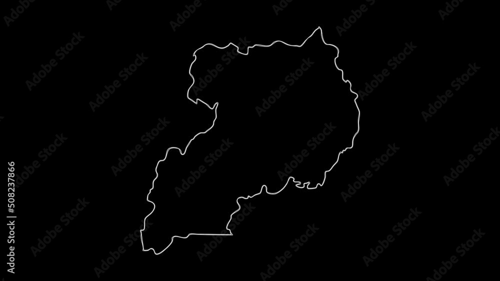 Map of Uganda, Uganda map white outline, Animated close up map of Uganda Map of Uganda, Uganda map white outline, Animated close up map of Uganda