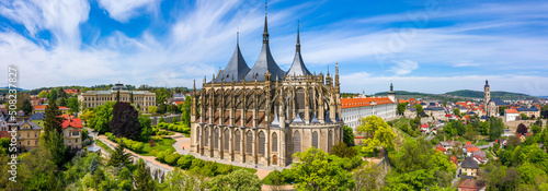 View of Kutna Hora with Saint Barbara's Church that is a UNESCO world heritage site, Czech Republic. Historic center of Kutna Hora, Czech Republic, Europe.