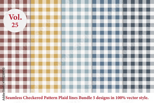 Plaid lines Pattern checkered Bundle 5 Designs Vol.25,vector Tartan seamless