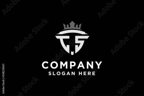 Initials letter TCS with crown logo template for business and security vector illustration.