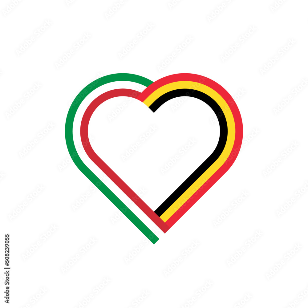 unity concept. heart ribbon icon of italy and belgium flags. vector illustration isolated on white background