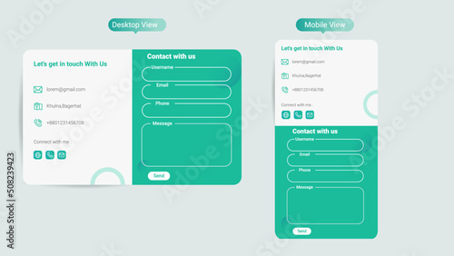 Minimalistic web feedback form for site design.Online registration concept.Contact Us Form Template for Web and Landing Page. Female Customer Service Agent with Headsets Talking with Client. Online Cu