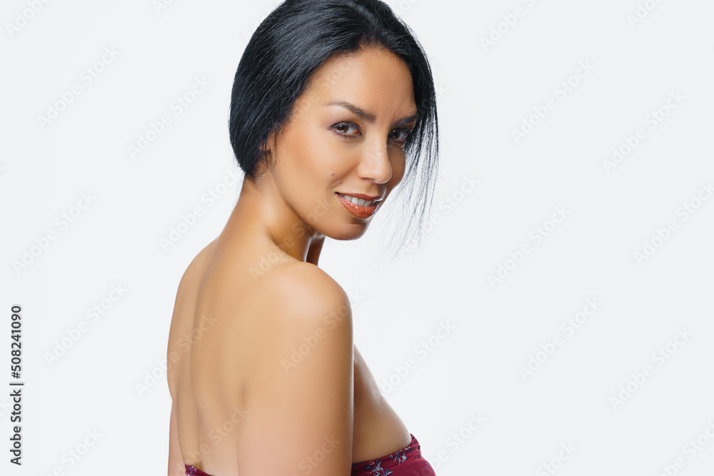 Fototapeta premium Beauty oriental woman on isolated background