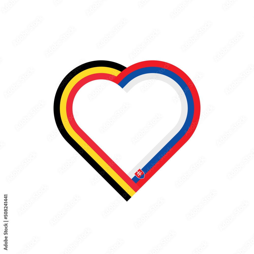 unity concept. heart ribbon icon of belgian and slovakia flags. vector illustration isolated on white background unity concept. heart ribbon icon of belgian and slovakia flags. vector illustration isolated on white background