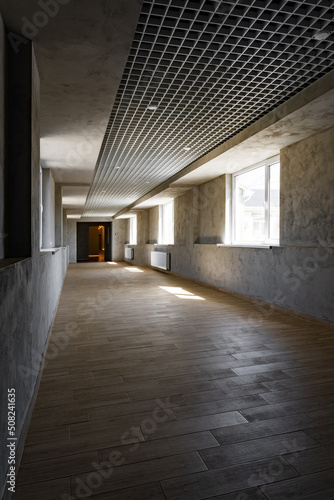 Empty open space office room with window