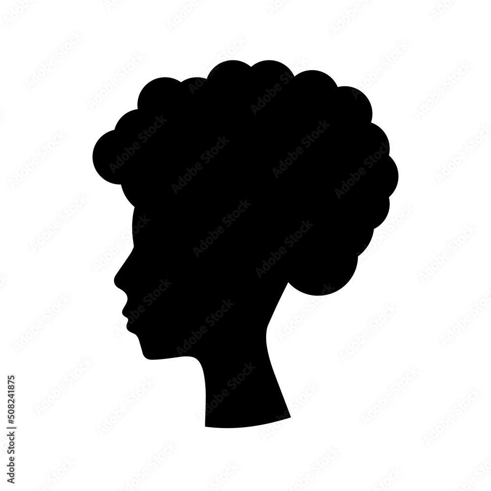 Woman head silhouette, black pride symbol Woman head silhouette, black pride symbol