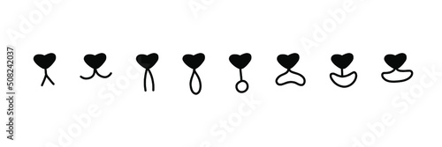 Dog face mouth. Cat mouth. Happy animal face with open mouth. Icons set. Vector illustration isolated on white background.