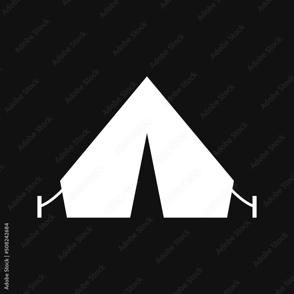Tent icon on grey background