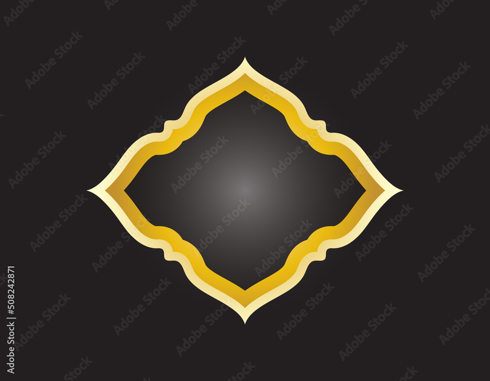 Gold Frame Curved Rhombus shaped flower petals 3D Illustration Vector Format Gold Frame Curved Rhombus shaped flower petals 3D Illustration Vector Format