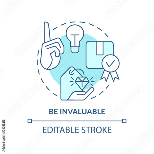 Be invaluable turquoise concept icon. Communication part abstract idea thin line illustration. Dependable salesperson. Isolated outline drawing. Editable stroke. Arial, Myriad Pro-Bold fonts used