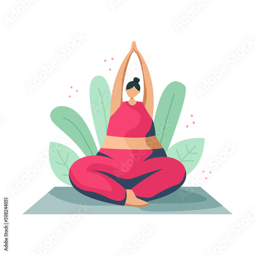 Vector illustration of a girl in a tracksuit in a yoga asana.