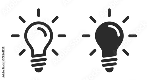 Light bulb icon. Idea Symbol. Line, outline and flat style. Lamp vector sign. Icons set isolated. Editable stroke. Vector illustration
