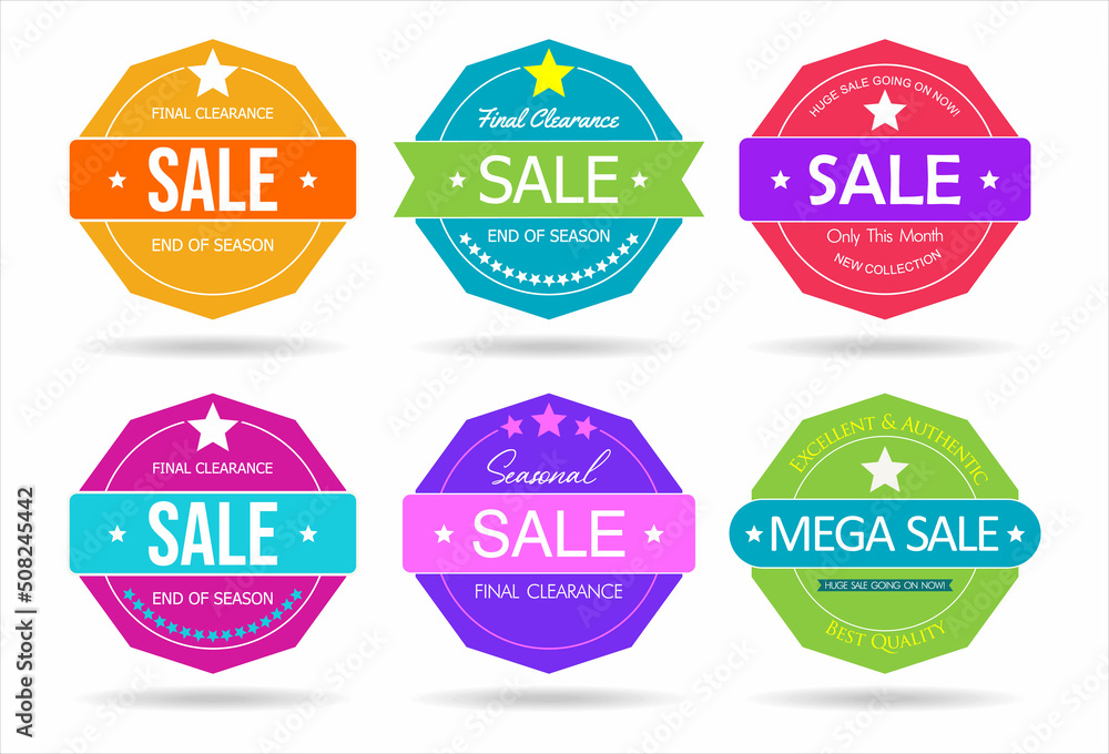 Modern super sale stickers and tags colorful collection